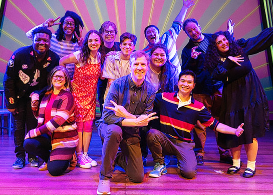 Jeff Kinney with the cast of the show