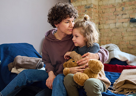 Homeless mother and daughter